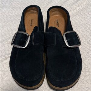 Sonoma womens 8 Black Suede Loafers with Buckle